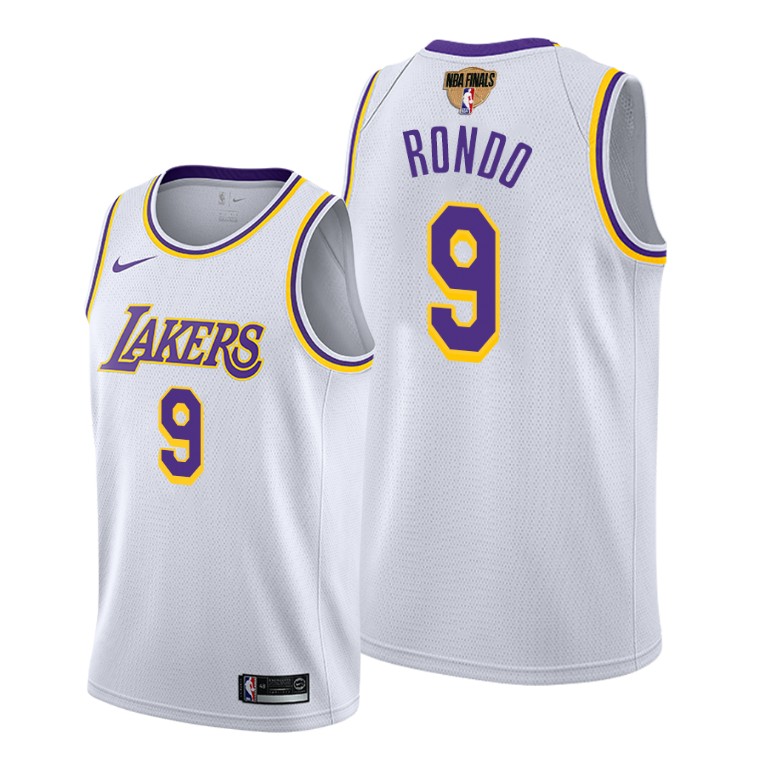 Men's Los Angeles Lakers #9 Rajon Rondo 2020 White Finals Bound Association Edition Stitched Jersey